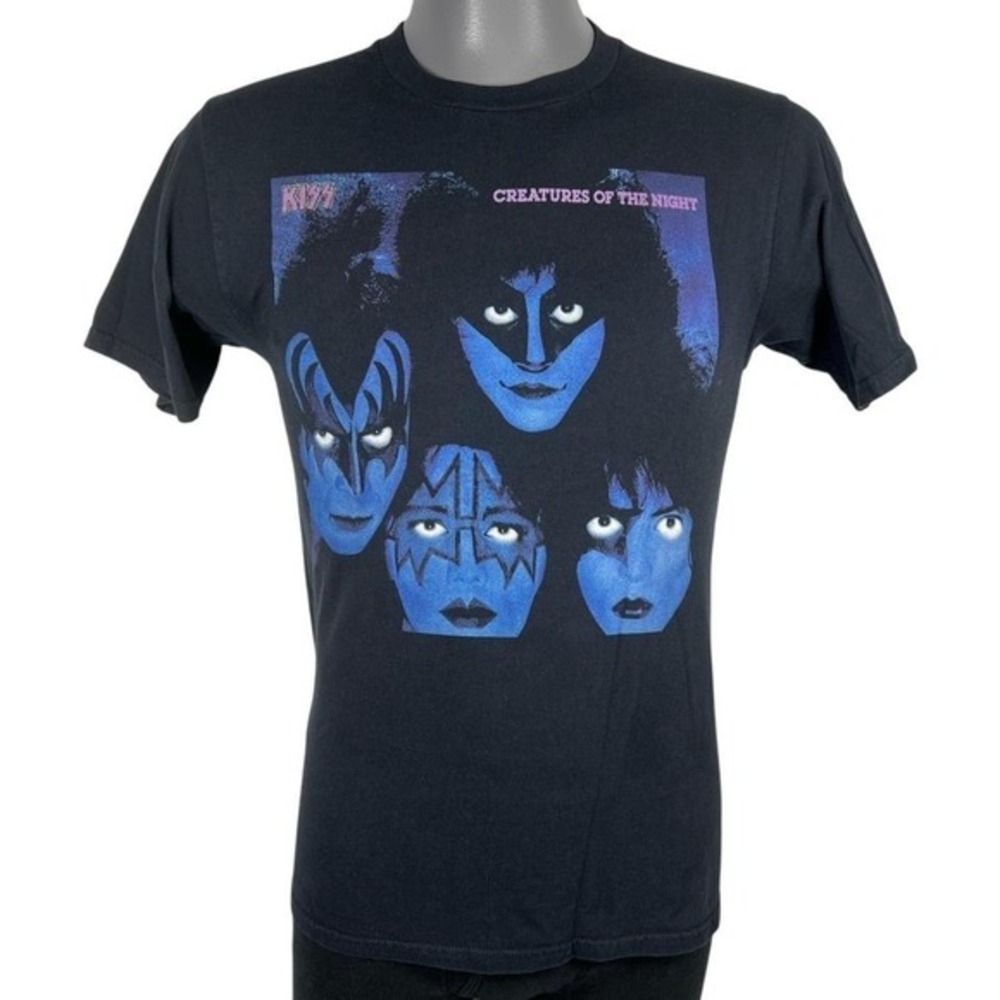 Kiss Creatures Of The Night T-Shirt Small Black Blue Front Graphic Faces Metal